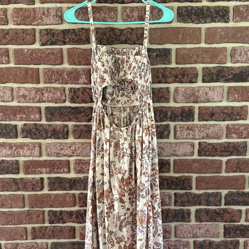 Old Navy Smocked Cutout Cami Midi Dress Tall Boho Flowy Prairie Romantic Floral - Picture 2 of 9